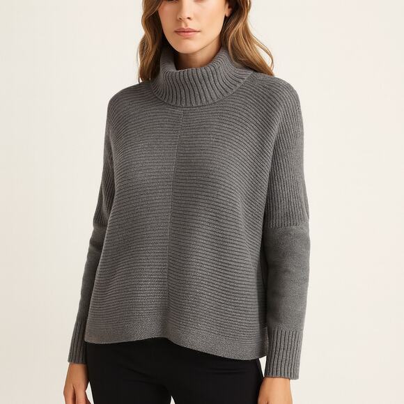 Chic & Cozy: Rachel Zoe Ribbed Knit Turtleneck Sweater – Gray – XL - Picture 3 of 6